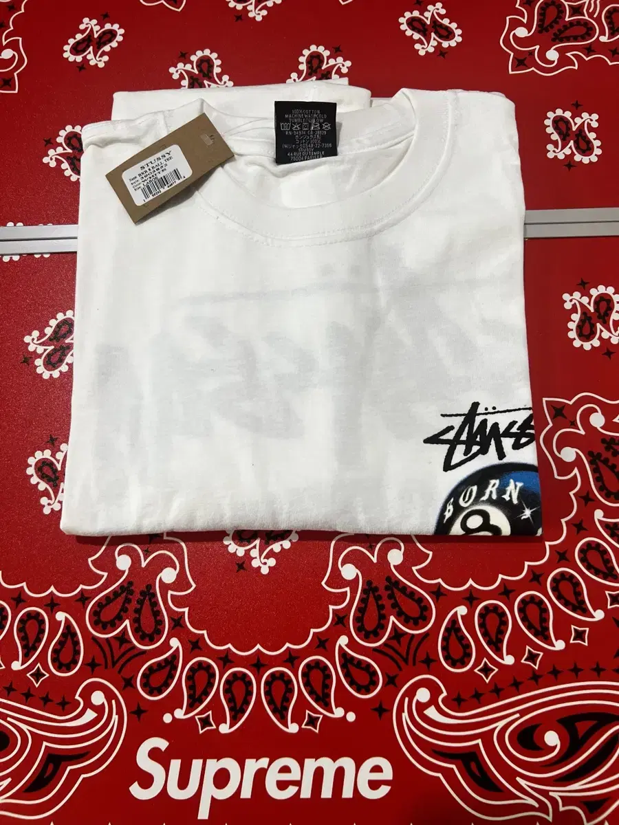 Stussy x Born X Raised 8 Ball White